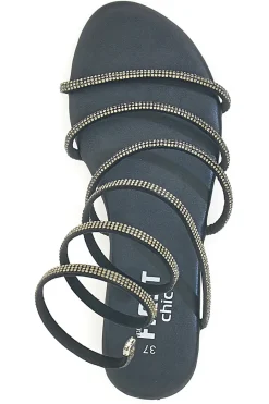 Sandali Alla Schiava Neri con Glitter PRE9300-THE FIRST CHIC New