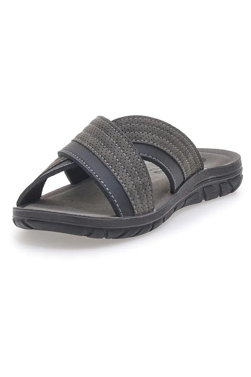 Sandali antracite con fasce incrociate e sottopiede comfort INBLU 03 VT
