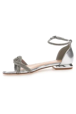 Sandali Argento Con Strass e Cinturino alla Caviglia 681-MON DIEU Clearance