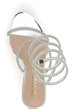 Sandali argento con strass e laccio a spirale P711-FIRST LADY Outlet