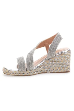 Sandali Argento con Zeppa con Glitter 602-MON DIEU Outlet