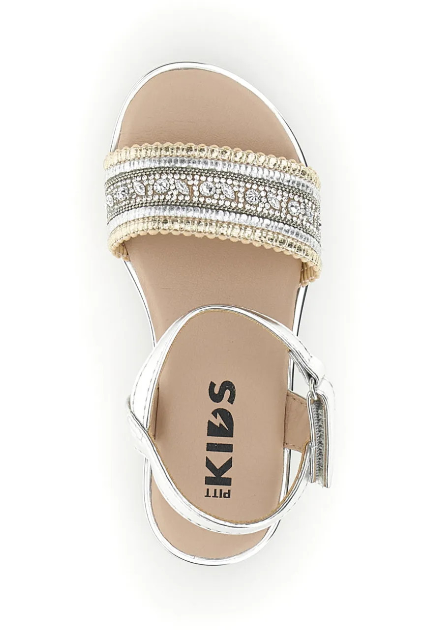 Sandali argento oro cinturino regolabile Pitt kids 392626S