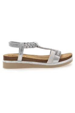 Sandali bassi con strass e fascia intrecciata 11 MF-INBLU
