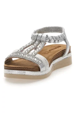 Sandali bassi con strass e fascia intrecciata 11 MF-INBLU