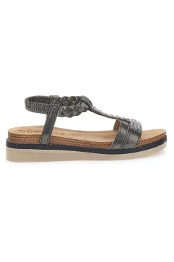 Sandali bassi neri con strass e fascia intrecciata 11 MF-INBLU Discount