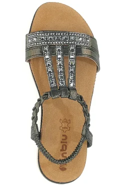 Sandali bassi neri con strass e fascia intrecciata 11 MF-INBLU Discount