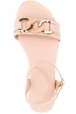 Sandali Bassi Rosa con Catenella Dorata 3980-MON DIEU Hot