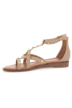 Sandali beige con borchie e cinturino alla caviglia JXSS25T6-MON DIEU Hot