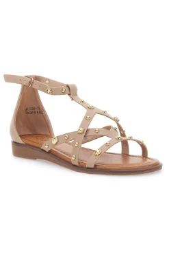 Sandali beige con borchie e cinturino alla caviglia JXSS25T6-MON DIEU Hot