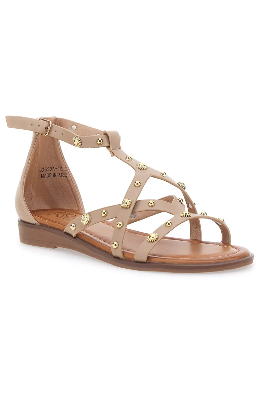 Sandali beige con borchie e cinturino alla caviglia JXSS25T6-MON DIEU Hot