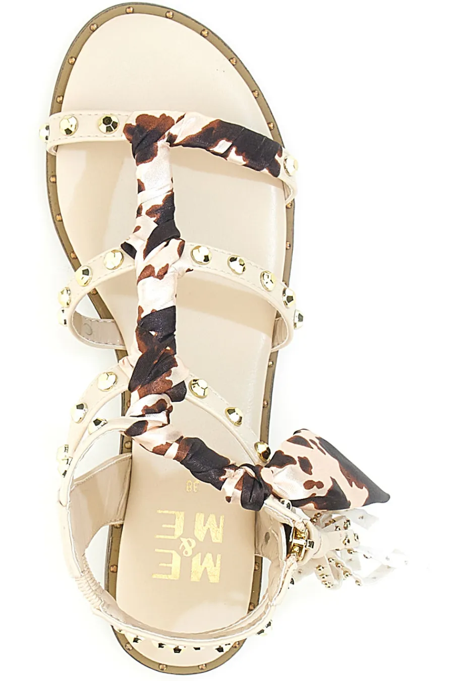 Sandali con borchie e lacci animalier Me & Me 1660-ME u0026 ME New
