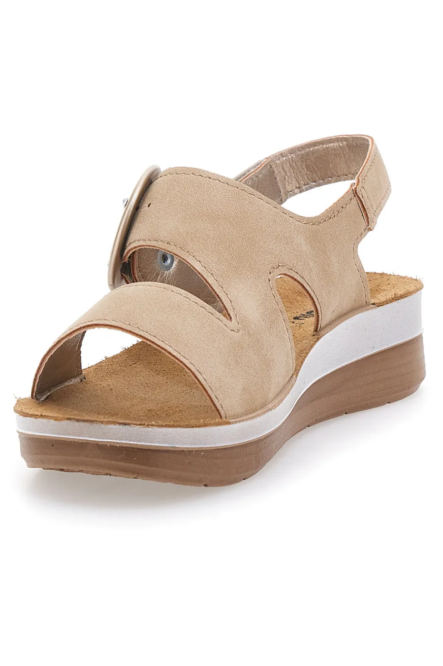 Sandali beige con cinturino comfort e zeppa leggera 21FT-INBLU Outlet