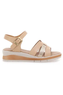 Sandali beige con cinturino e zeppa leggera 405-BIO UP Best