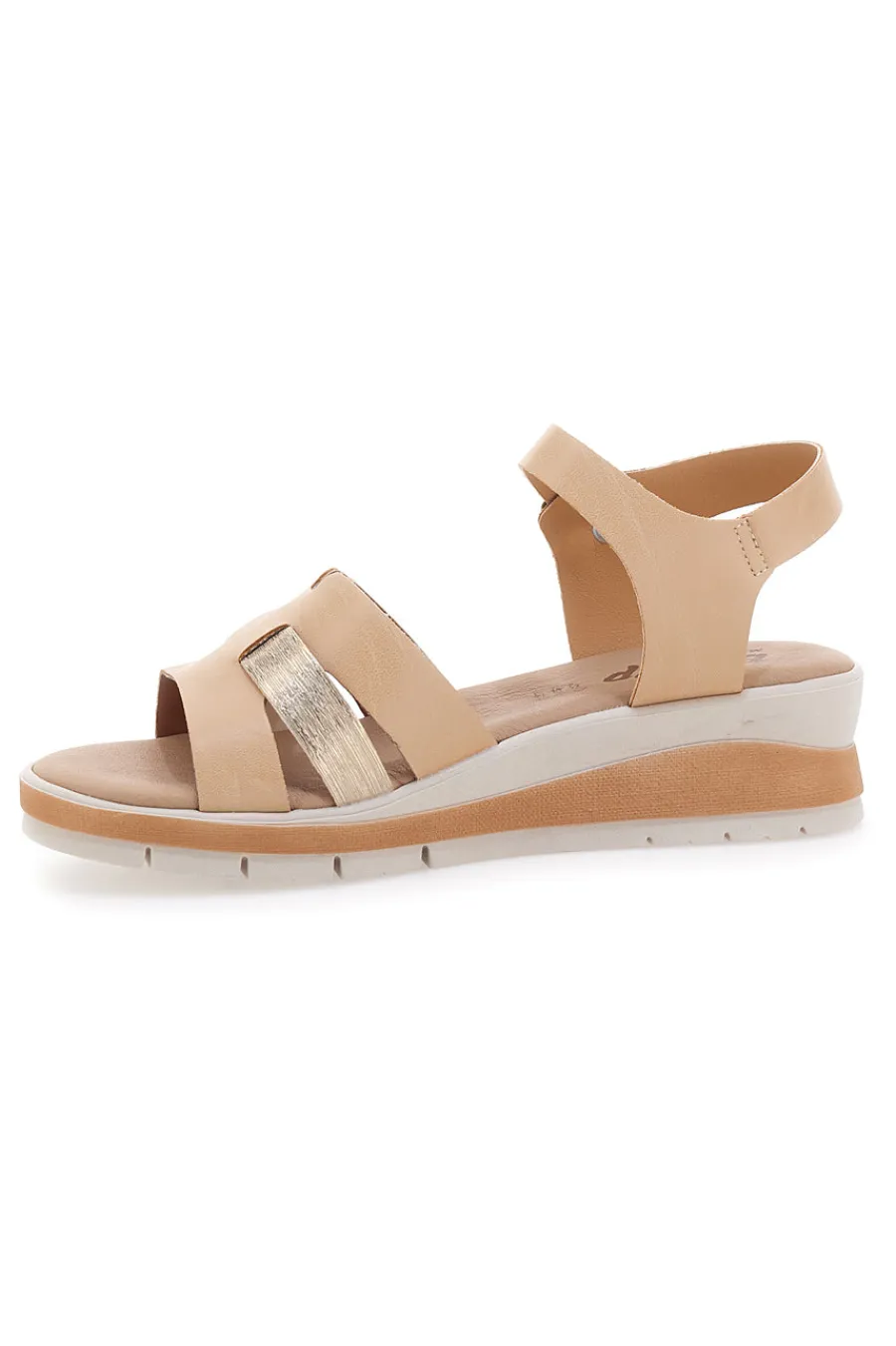 Sandali beige con cinturino e zeppa leggera 405-BIO UP Best