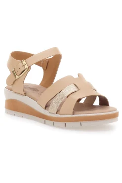 Sandali beige con cinturino e zeppa leggera 405-BIO UP Best