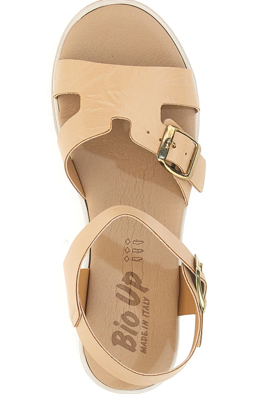 Sandali beige con doppia fibbia e sottopiede in vera pelle 404-BIO UP Online