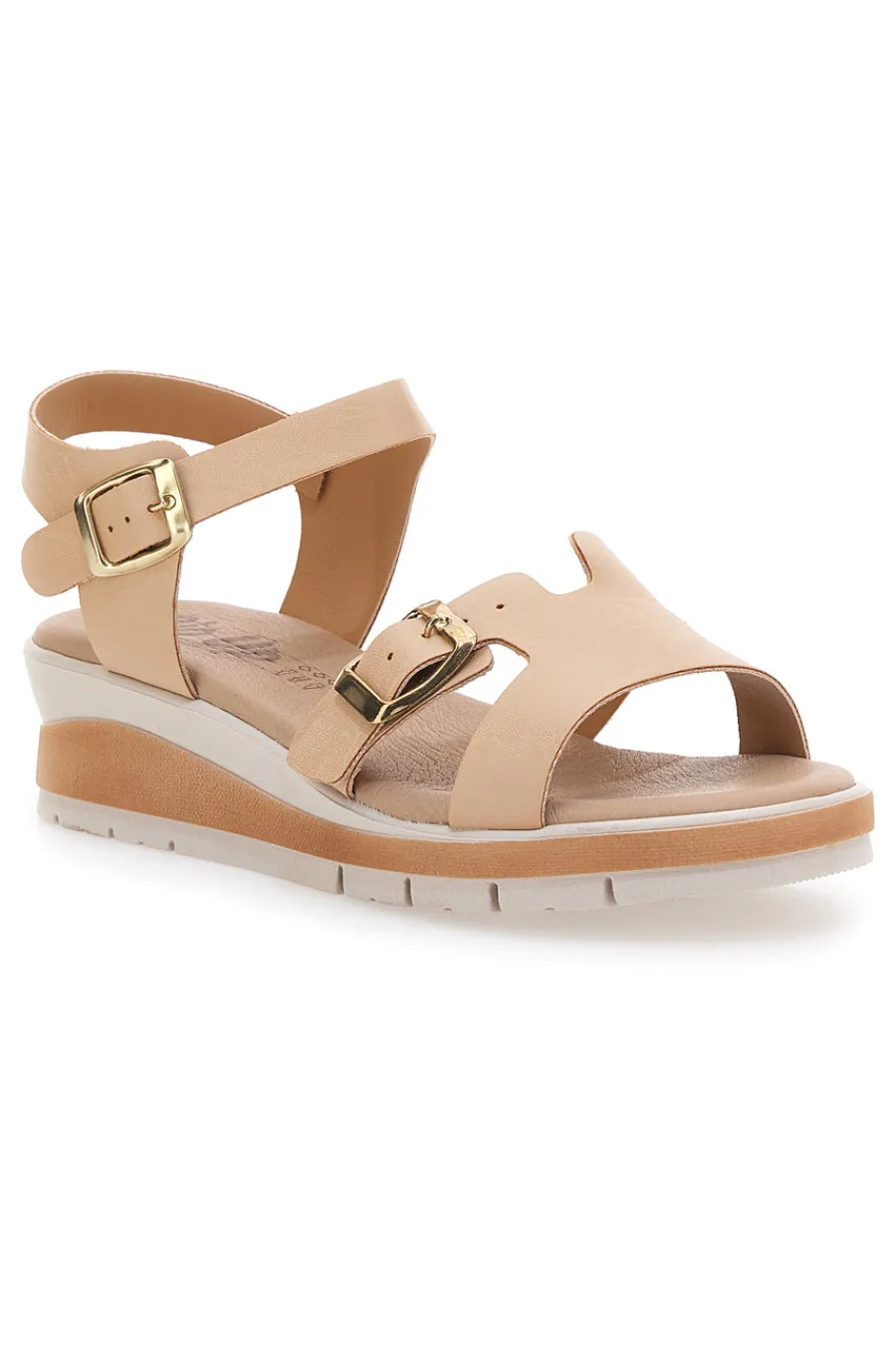 Sandali beige con doppia fibbia e sottopiede in vera pelle 404-BIO UP Online