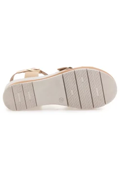 Sandali beige con doppia fibbia e sottopiede in vera pelle 404-BIO UP Online