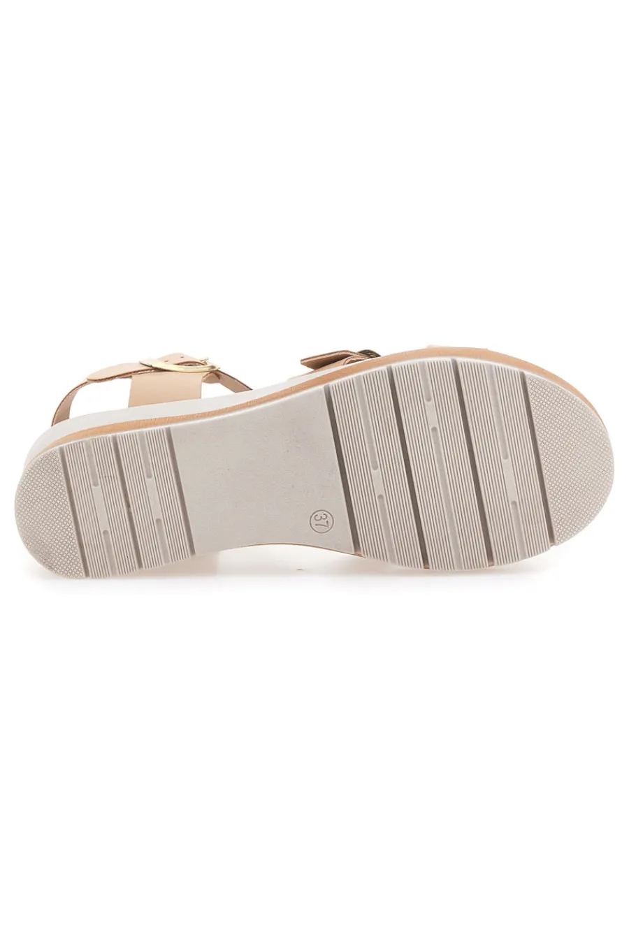 Sandali beige con doppia fibbia e sottopiede in vera pelle 404-BIO UP Online