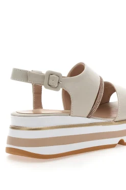 Sandali Beige Con Fasce Elastiche e Platform K11010-MARIELLA BURANI Online