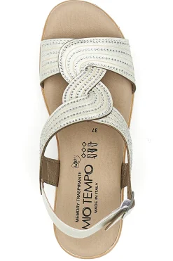 Sandali beige con fasce incrociate e strass LR242939-MIO TEMPO Discount