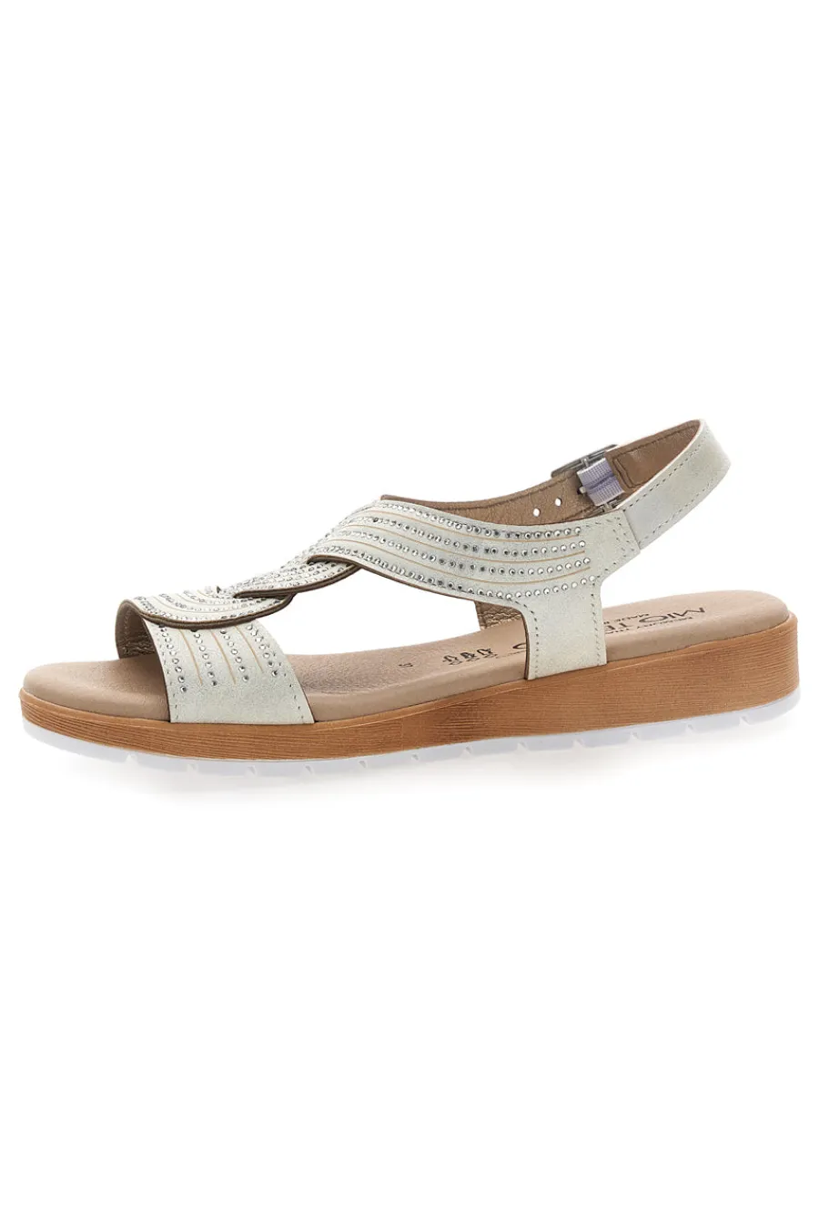Sandali beige con fasce incrociate e strass LR242939-MIO TEMPO Discount
