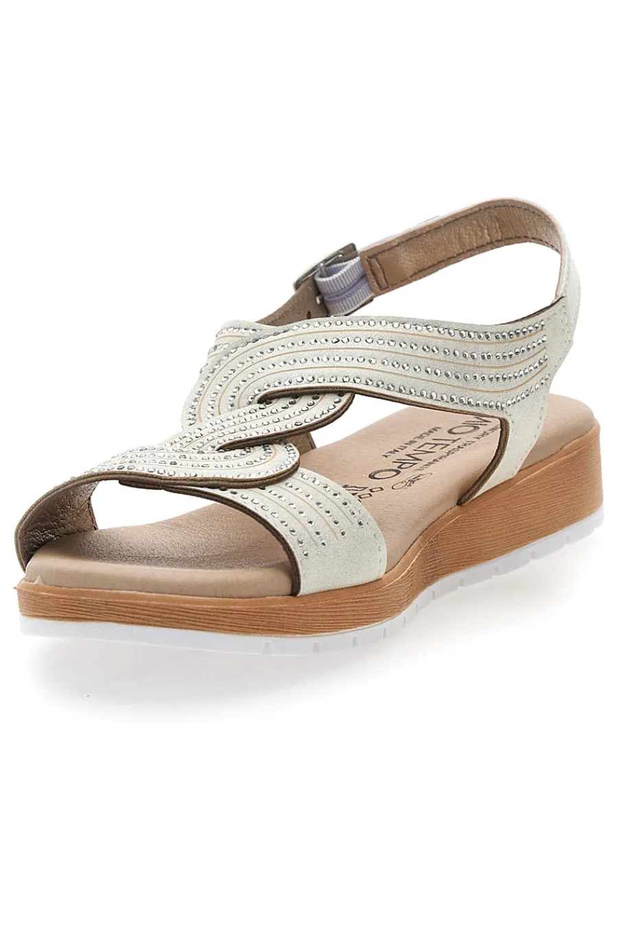 Sandali beige con fasce incrociate e strass LR242939-MIO TEMPO Discount