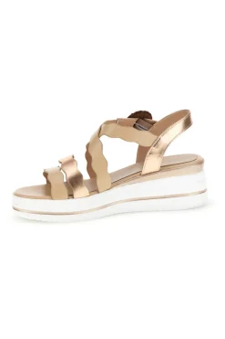 Sandali beige con fasce ondulate e zeppa Burani 52194C1582-MARIELLA BURANI New
