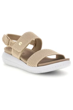 Sandali beige con fasce traforate e velcro 30 TT-INBLU Online