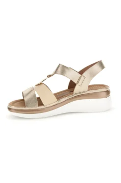 Sandali beige con fascia incrociata e zeppa E443-ENERGY Clearance