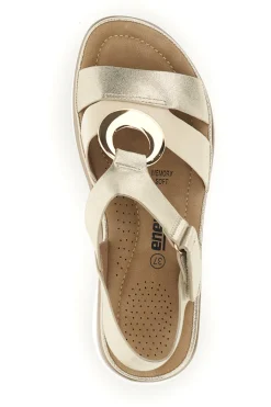 Sandali beige con fascia incrociata e zeppa E443-ENERGY Clearance