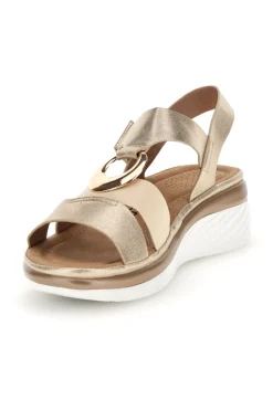 Sandali beige con fascia incrociata e zeppa E443-ENERGY Clearance