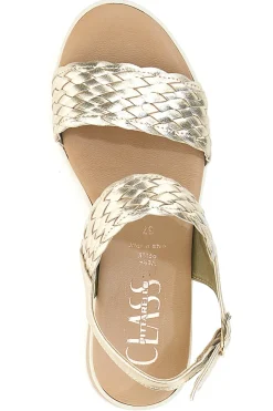 Sandali beige con intrecci brillanti e zeppa bassa 12277-PITTARELLO CLASS Outlet