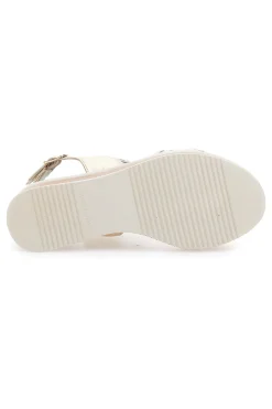 Sandali beige con intrecci brillanti e zeppa bassa 12277-PITTARELLO CLASS Outlet