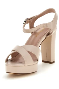 Sandali beige con plateau e tacco largo P712-FIRST LADY Online