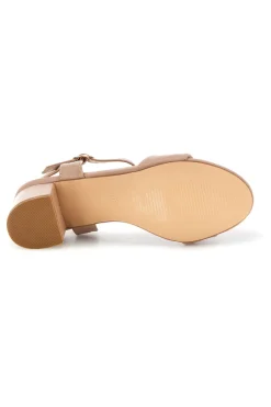 Sandali beige con tacco largo e cinturino P697-FIRST LADY