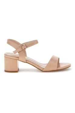 Sandali beige con tacco largo e cinturino P697-FIRST LADY