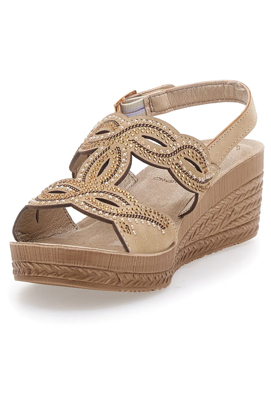 Sandali beige con zeppa decorati 14 GO-INBLU New