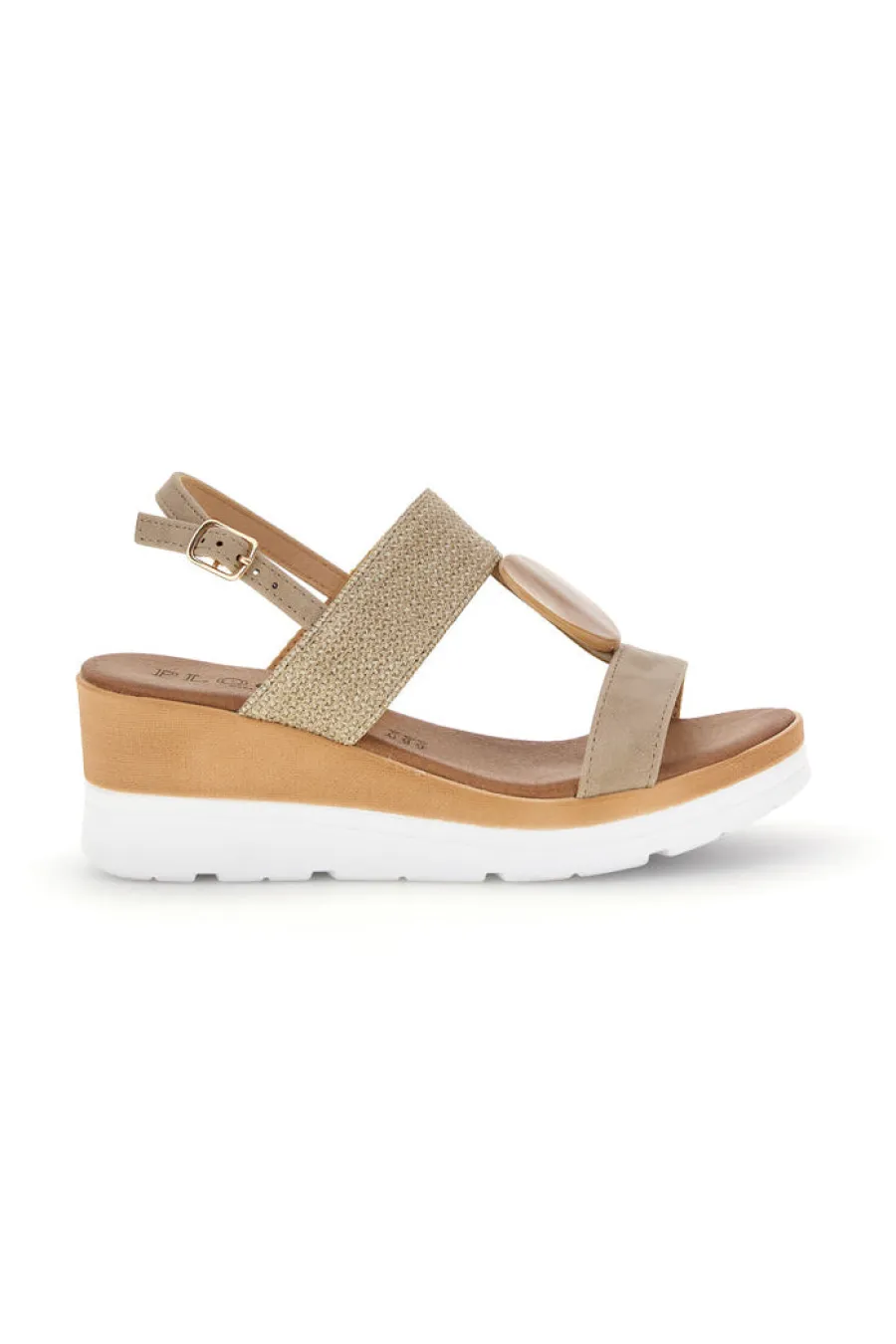 Sandali beige con zeppa e cinturino 11075116-PLOCADI Hot