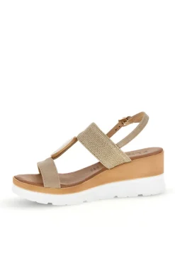 Sandali beige con zeppa e cinturino 11075116-PLOCADI Hot