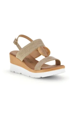 Sandali beige con zeppa e cinturino 11075116-PLOCADI Hot