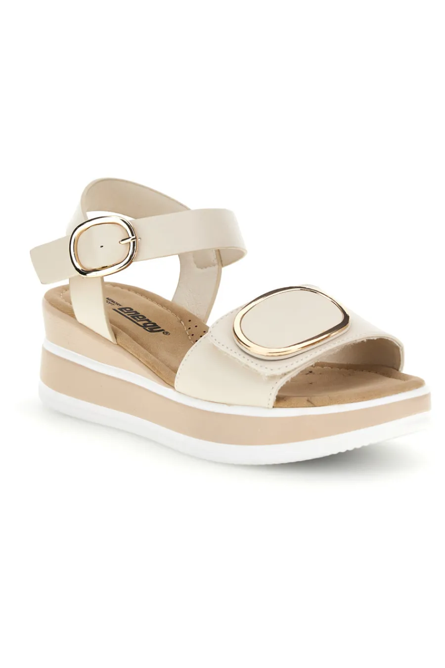 Sandali Beige con zeppa e dettaglio decorativo E471-ENERGY Online