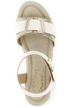 Sandali Beige con zeppa e fibbia decorativa MK3705258-PITTARELLO LOOK Outlet