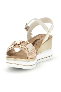 Sandali Beige con zeppa e fibbia decorativa E430-ENERGY Online