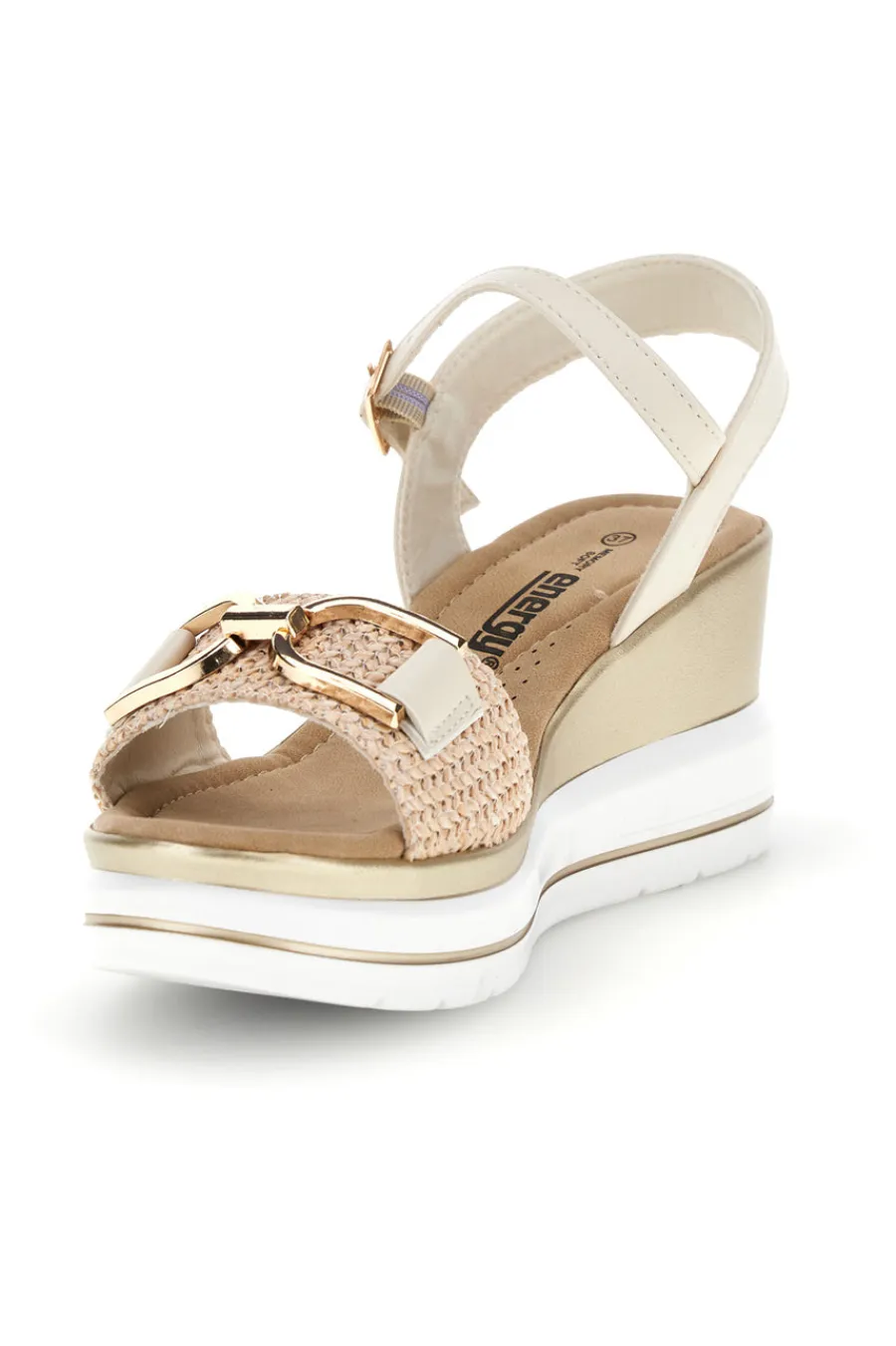 Sandali Beige con zeppa e fibbia decorativa E430-ENERGY Online