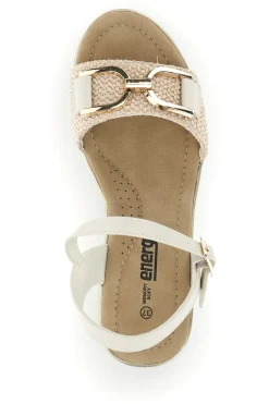 Sandali Beige con zeppa e fibbia decorativa E430-ENERGY Online