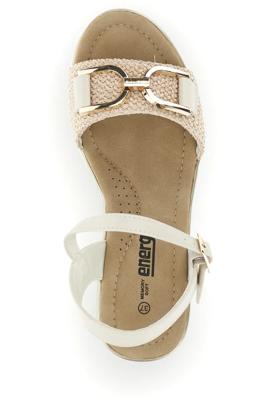 Sandali Beige con zeppa e fibbia decorativa E430-ENERGY Online