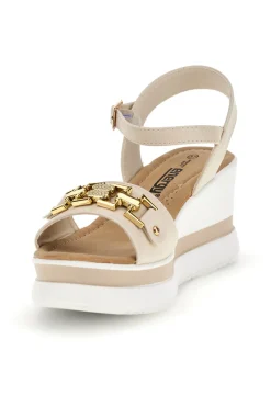 Sandali beige con zeppa e memory soft E804-ENERGY Clearance