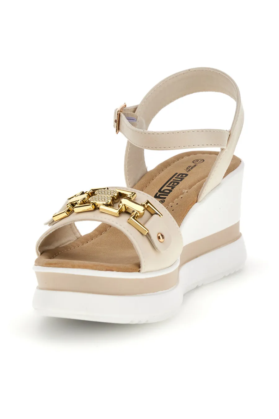 Sandali beige con zeppa e memory soft E804-ENERGY Clearance