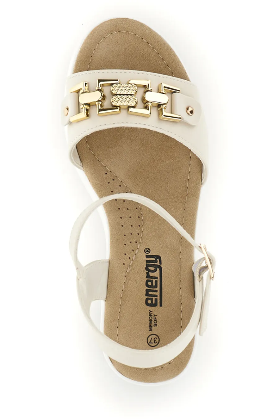 Sandali beige con zeppa e memory soft E804-ENERGY Clearance